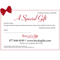 gift 
certificates